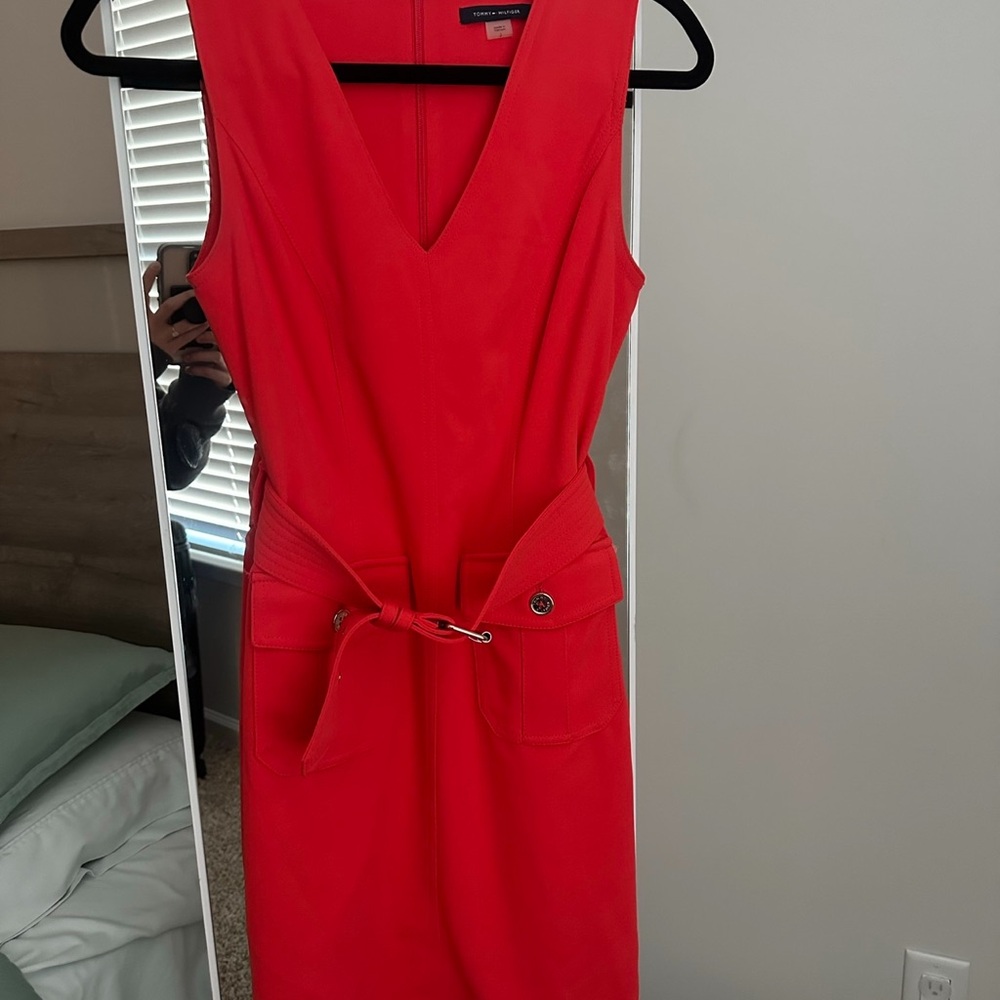 Elegant Orange Sleeveless Dress